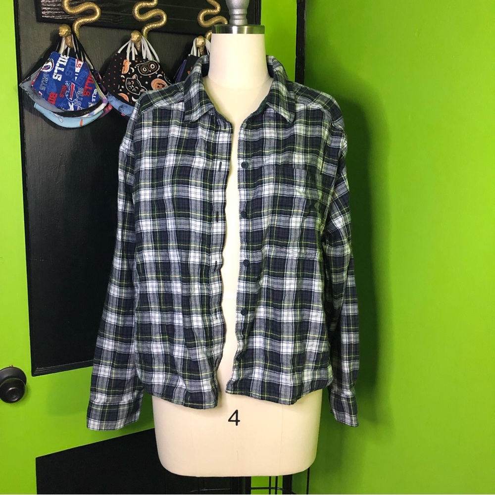 AEO Cropped patchwork flannel